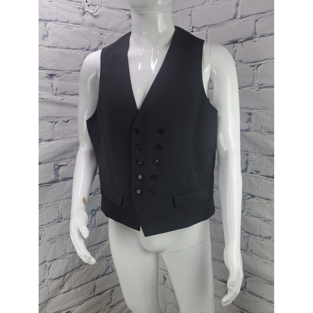 NEW Neil Barrett Mens Vest 100% Wool Gray Finestripe Italy Size 54 EU 44R US 2XL